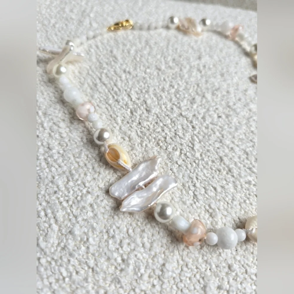 Free People × Galley Los Angeles,  Summertime Necklace -Beachy Pucca Ivory NWOT